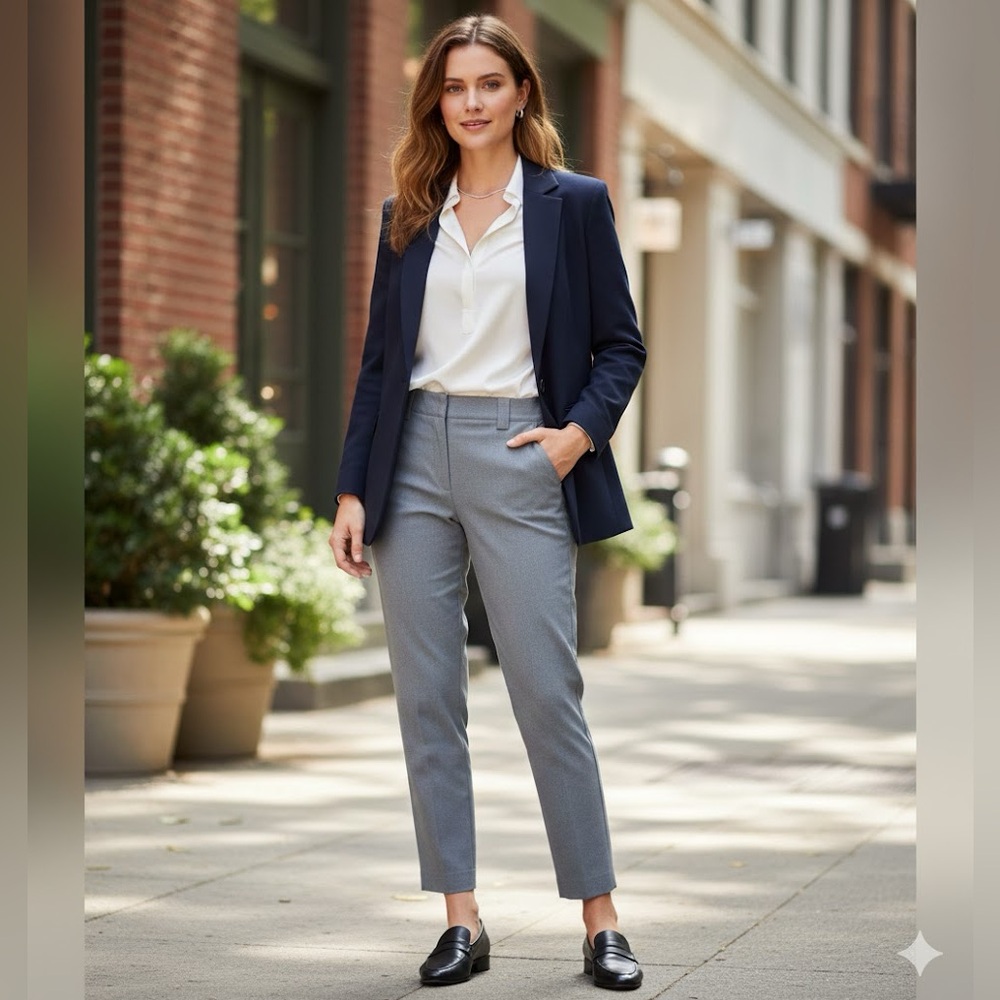 Rachel Zoe Dress Pants gray  Ankle Stretch Womens Size 14 hidden button zipper